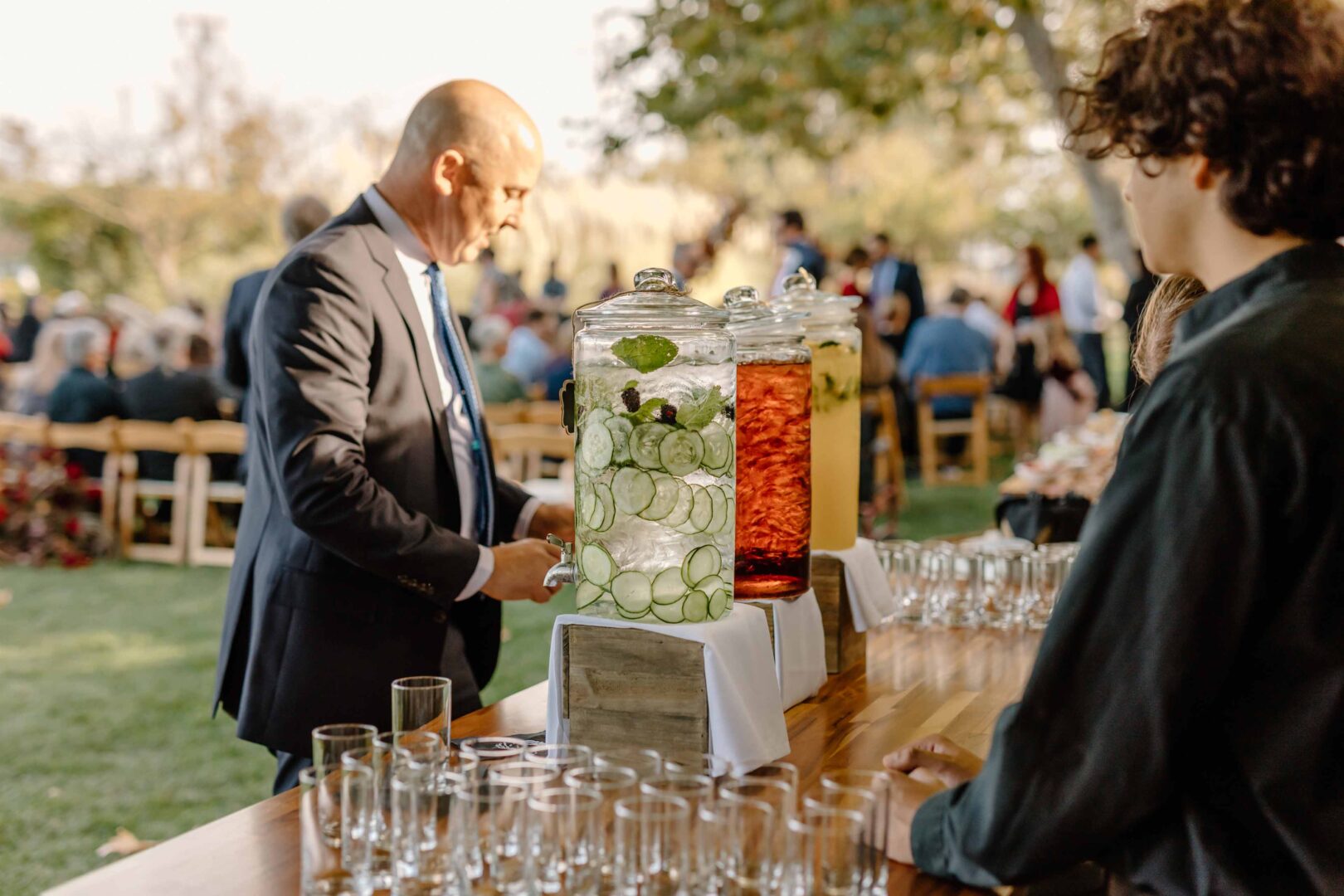 corporate event drink station on lawn